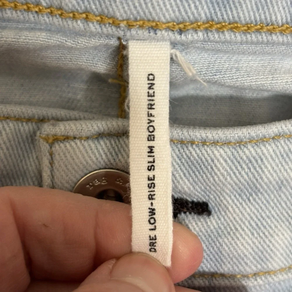 Rag & Bone Womens 31x27 Dre Low-Rise Slim Boyfriend Jeans‎ Raw Hem Light Wash - Picture 9 of 9